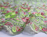 Kew Embroidered Floral Lace 100% Polyester 144cm Wide Fishnet Design Lace For Bridalwear, Gowns, Overlays, Curtains, Home Decor